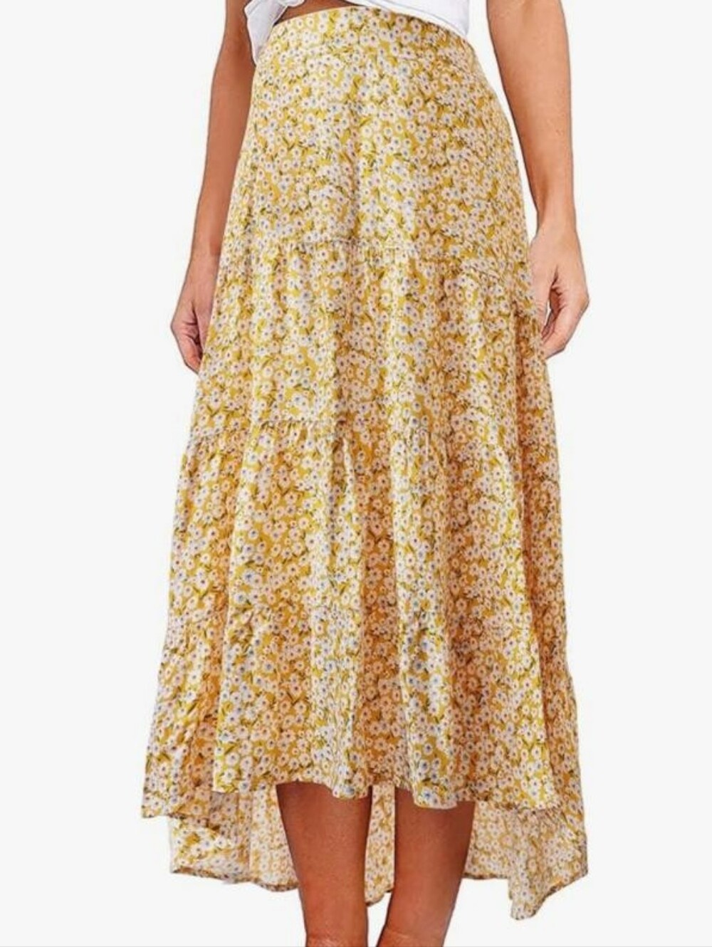Chic Yellow Floral Maxi Skirt